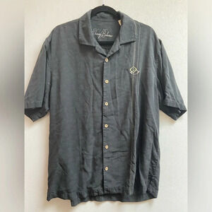 Tommy Bahama black silk shirt sleeve button shirt Sz L
